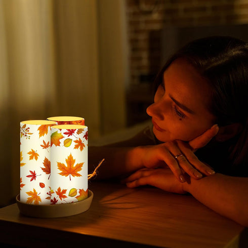18-Key Tiamon Maple Leaf Flameless Candles Led Leaves Candles Battery Operated Yellow Flickering Candles with Remote