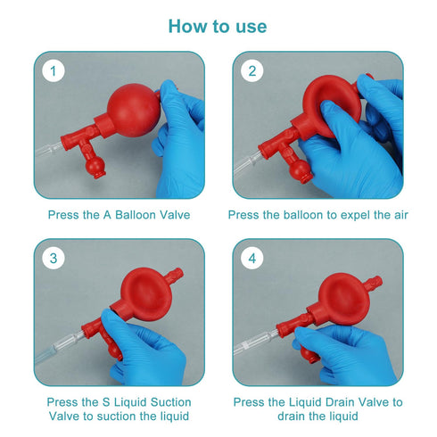 stonylab 2-Pack Rubber Transfer Bulbs, 65 ml Red Rubber Filling Bulbs for Pipettes