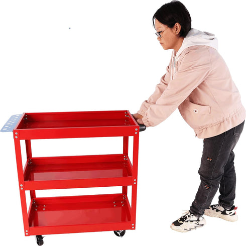 3 450 Lbs Tier Rolling Tool Cart, Capacity Service SART with Wheels, Heavy Duty Steel Utility Cart w/Lockable Wheels