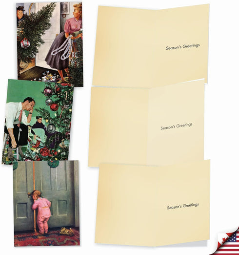 The Best Card Company Variety Pack of 10 Retro Christmas Greeting Cards, Humor Holiday Assortment