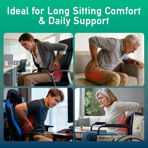 Ergonomic Seat Cushion for Office Chair High-Density Memory Foam Support with U-Shaped Coccyx Cut-Out, Stable Comfort