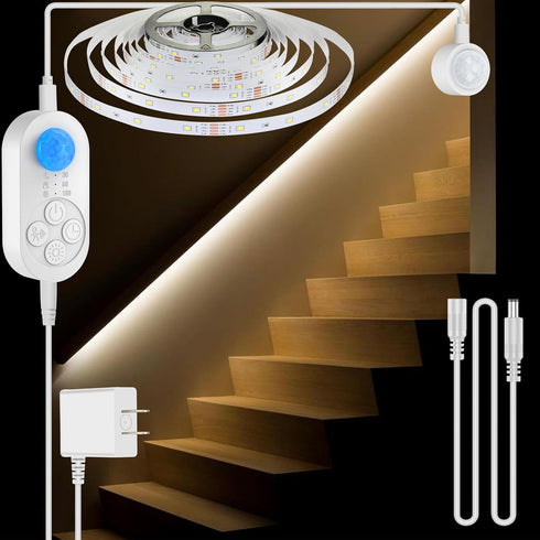 Dual Motion Sensor Light Indoor - Plug-in Motion Activated Step Stair LED