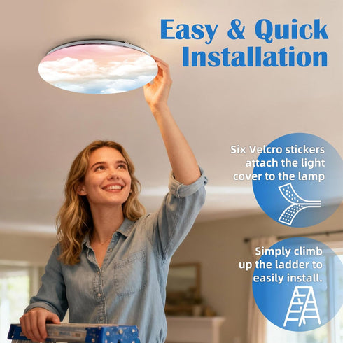 2 12 Inch ANGSYLTH Pcs Fluorescent Light Covers - Round Covers for Ceiling Lights, Home Velcro Light Filters