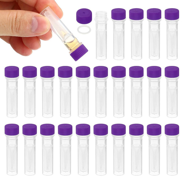 PATIKIL 0.5ml Plastic Cryogenic, 25Pcs Self Standing Cryogenic Vial Screw Top Test Tube for Lab Science, Purple Cap