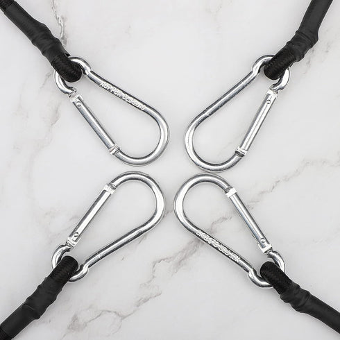 ZHOUBIN 24 Inch Black Bungee Cords - 4 Pcs with Carabiner Hooks for Secure Tie Downs
