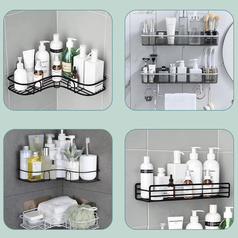 4 PCS Corner Shower Caddy Adhesive Sticker Replacement Hook, for Shower Caddy Bathroom Rack Shelf Soap Dish Basket Wall
