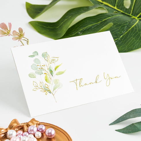 50 Pack Crisky Eucalyptus Thank You Cards With Envelopes Greenery Thank You Cards for Wedding,Bridal Shower,Baby