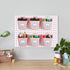 Namalu 12 Pack Peg Board Storage Bins - Square Box Shape with Labels and Hooks for Craft Room Wall Holder, Pink