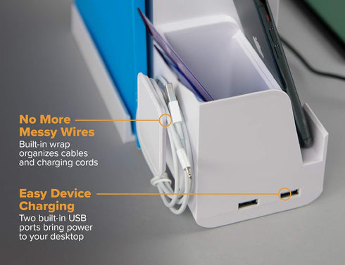 Bostitch Office Konnect Charging Station Desk Organizer Base, USB Phone Stand for Cell Phones & Tablets (White)