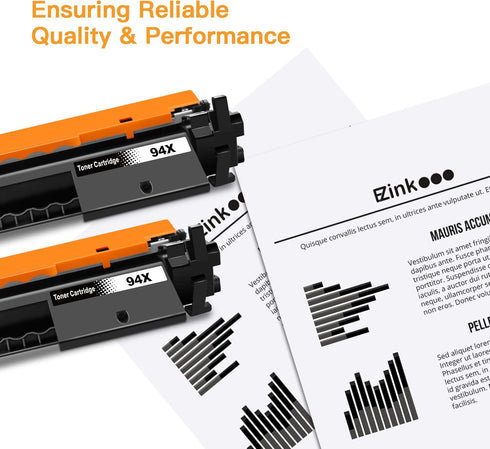 E-Z Ink 2 Pack Compatible Toner Cartridge Replacement for HP 94X CF294X 94A CF294A High Yield (Black)