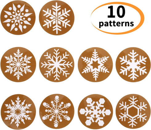CCINEE Snowflake Stickers, Self Adhesive Round Stickers for Christmas Label and Wrapping Supply, 500PCS