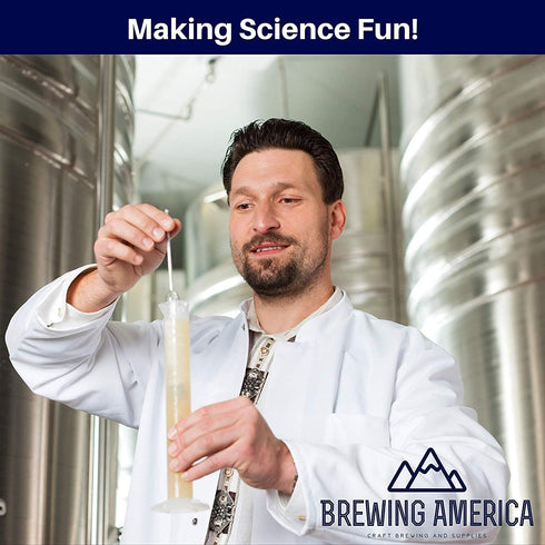 Brewing America Glass Hydrometer Test Tube Jar & Cylinder Brush - Narrow Flask for Alcohol by Volume Test - 3.3