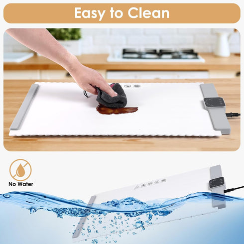 5 Settings, 4-Hour Food Warming Mat - Temperature Timer, Child Lock, Flexible Silicone, Easy Clean, Multi-Use, Perfect