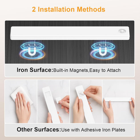 Closet Dimmable Counter (2-Pack) Under Cabinet Lighting, USB Rechargeable Motion Sensor Light Indoor, Battery Operated