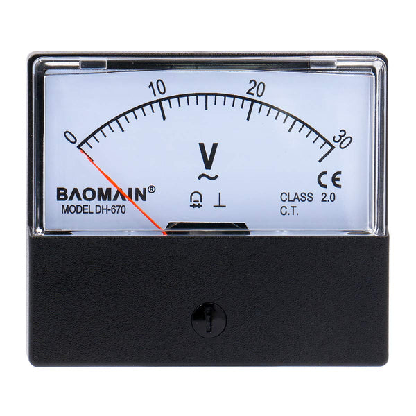 Baomain Voltmeter DH-670 AC 0-30V Rectangular Class 2.5 Analog Panel Voltage Meter