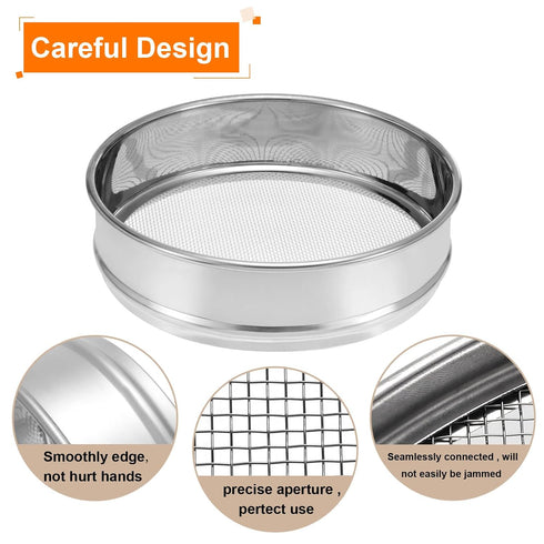 PATIKIL 12 Mesh Lab Sieve, 8" Diameter Test Sieve with 304 Stainless Steel Wire Cloth for Industrial Laboratory