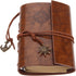 Vintage Leather Journal, Mtsooning, 88 Sheets/176 Pages, 5.12"x3.35", Brown Antique Handmade Deckle Edge Paper PU Bound