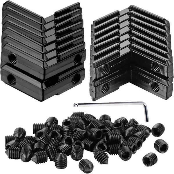 30 Sets 2020 Corner Bracket L-type Internal Connectors for 2020 Series Aluminum Extrusion Profile Accessories (Black)