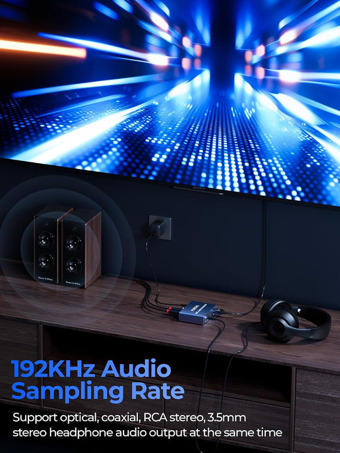 PERESAL 192KHz RCA+3.5mm HDMI ARC Audio Extractor with Optical Cable ARC Converter HDMI ARC to Optical TOSLINK SPDIF