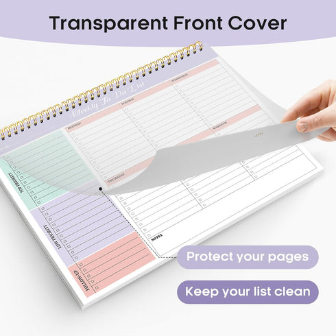 Weekly To Do List Notepad, 52 Undated Sheets, 8.5"×11", Desk Planner for Work and Home, Violet Dream
