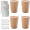 Tophacker Solid Wood Round Furniture Legs, Replacement Sofa Feet, Wooden Cabinet Legs, Table