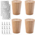 Tophacker Solid Wood Round Furniture Legs, Replacement Sofa Feet, Wooden Cabinet Legs, Table
