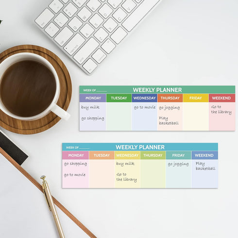 Weekly Planner Notepad, 200 Sheets, 2.8 x 9.5 Inch, Colorful Tear Off Calendar Pad for Office School Reminder Sticky Pad