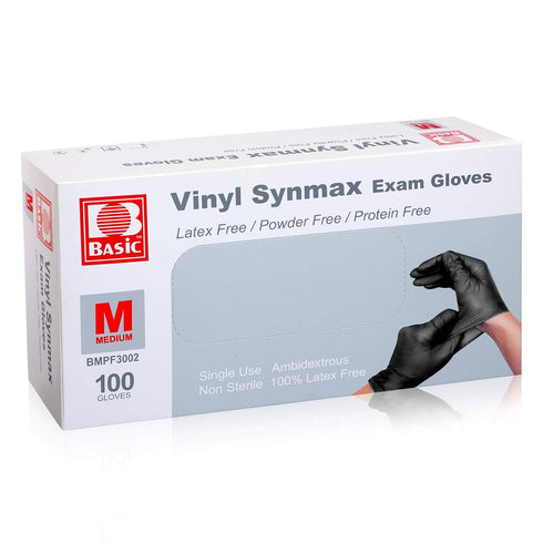 UC Global Trade Inc Black Disposable Vinyl Exam Gloves - Latex Free Powder Free for Household Cleaning, 100 Count