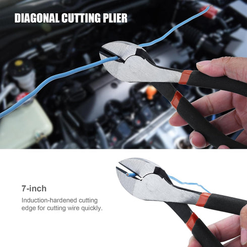 4 Pack Set-8'' 7''Diagonal Precision Basics Pliers Slip Joint, Long Needle Nose Pliers, Lineman, And Pliers for DIY
