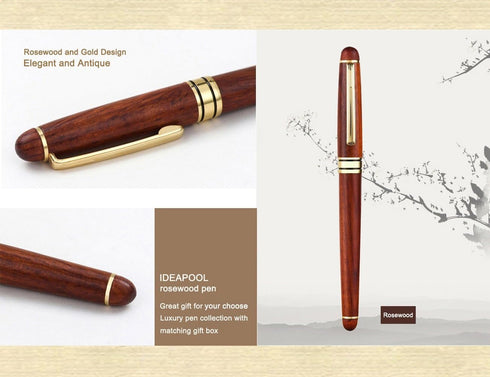 Genuine Rosewood Ballpoint Pen Writing Set, Extra 2 Black Ink Refills, Fancy Gift Wooden Pen Set