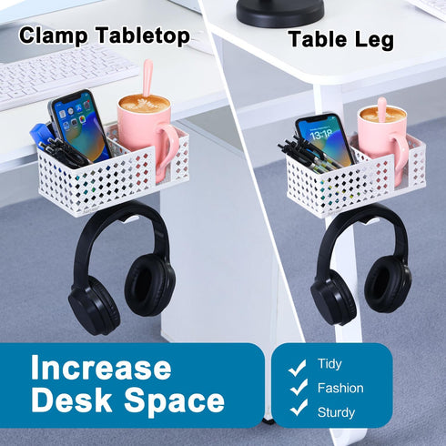 Desk Cup Holder, Clip on Cup Hook, Pen Holder Clamp Desk Organizer for Office School Home Storage