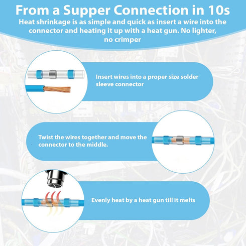 455 PCS Heat Shrink Self Soldering Butt Connector, Waterproof Wire Solder Stick Splice Connector Kit for Automotive