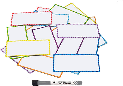 Magnetic Dry Erase Labels - 32 Pcs Large, 5.5 x 2.5 inches, Multipurpose Sticky Labels with Dry Erase Marker for
