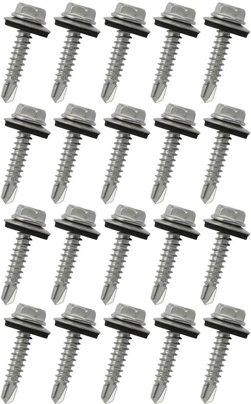 20 Pcs #10 x 1 Inch Metal Roofing Screws, Galvanized Hex Head Sheet Metal Roof Screw for Corrugated Roofing