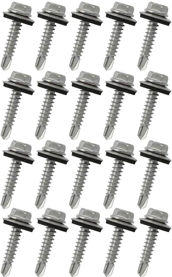 20 Pcs #10 x 1 Inch Metal Roofing Screws, Galvanized Hex Head Sheet Metal Roof Screw for Corrugated Roofing