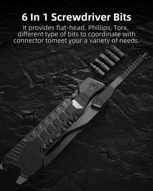 Multitool Knife 17 in 1, Fire Starting Sticks, Bottle Opener, Saw, Screwdrivers, Whistle, Window Breaker - Perfect for