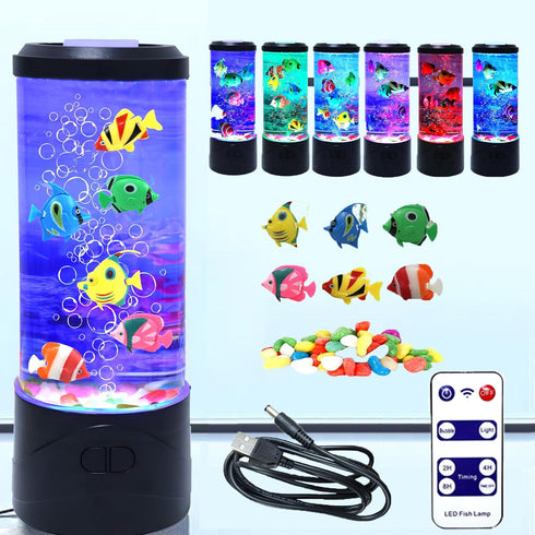 Bubble Fish Lamp Electric Fish Tank Table Lamp Fake Aquarium with Color
