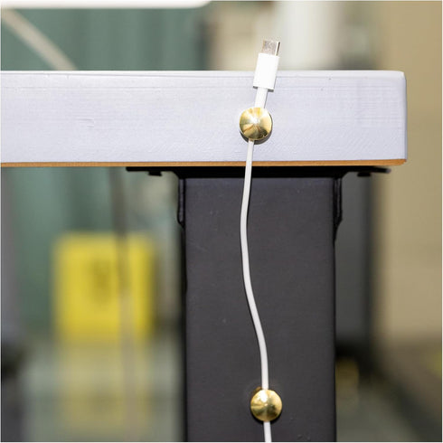 OYWOBET 3 Pcs Gold Cable Anchors, Metal Cable Clips, Cable Anchors for Desk, Metal Charger and Wire Organizers