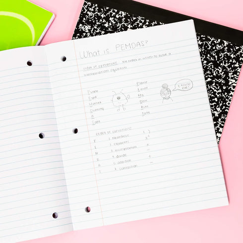 BAZIC Notebook, Wide Ruled, 1 Subject, 80 Sheets, Assorted Color, 6-Pack, Wireless Notebooks