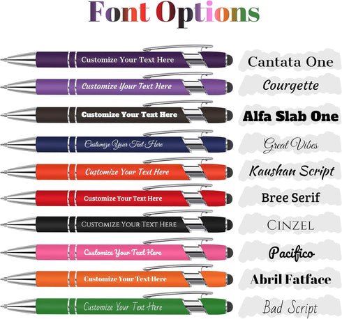 Personalized Pens with Stylus Tip, 1.0 mm Black Ink Metal Pen Stylus Pen for Touch Screens, 2 in 1 Stylus Snarky Office Pens Extra 10 Blue Pen Refills. (Multicolor, Personalized Text)
