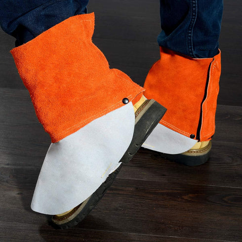 QeeLink Leather Welding Spats - Heat and Abrasion Resistant Welding Boot Covers, 1 Pair