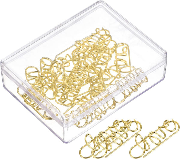 YOKIVE 20 Pcs Love Shape Paper Clips, Gold, 1.34-Inch, Great for Art, Home, Daily Use, Keep Desk Neat