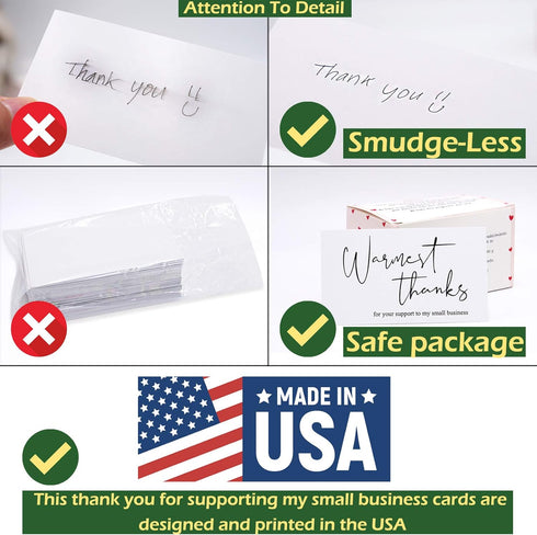 Thank You Cards for Small Business – Elegant Design with Warmest Thanks – 3.5 x 2 Inches, 100 pcs, 300GSM Card Stock