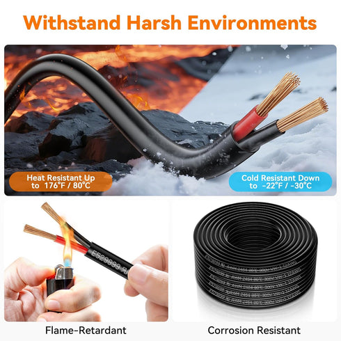 CMRVBNQ 16 2 50FT Gauge Conductor Low Voltage Wire, Oxygen Free Copper (OFC) Flexible Electrical Wire for Landscape