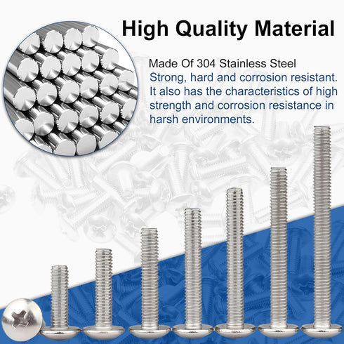 MroMax M4 x 10mm Machine Screws, Phillips Cross Round Head Screw, 304 Stainless Steel Fasteners, 10pcs