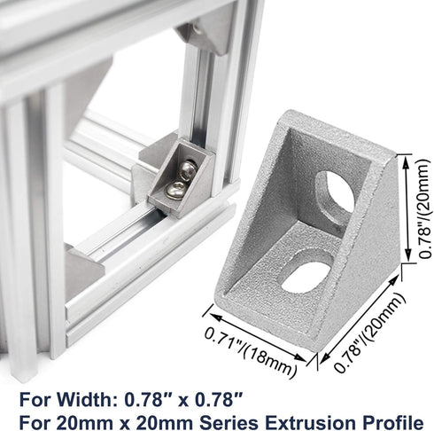 20 Sets 2020 Aluminum Extrusion T Slot Corner Bracket, 90 Degree Right Angle Connector with M5 Bolts and Nuts