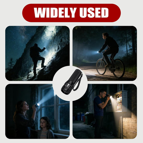 Vocect 3 Set, Pcs Mini Flashlights, High Lumen Pocket Tactical Flashlight Adjustable Focus Zoom Torch Lights Powered by