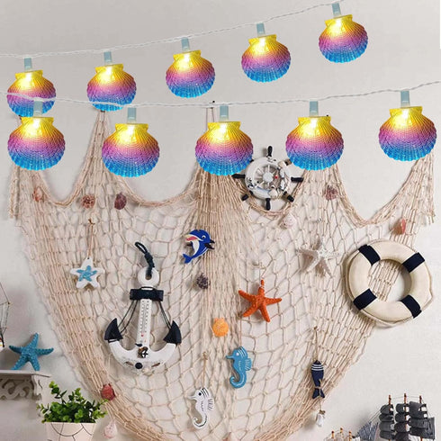 Beach Seashell String Lights, 8.3FT Ocean Themed 10 LED Warm White Fairy Lights for Patio Garden Wedding Decor