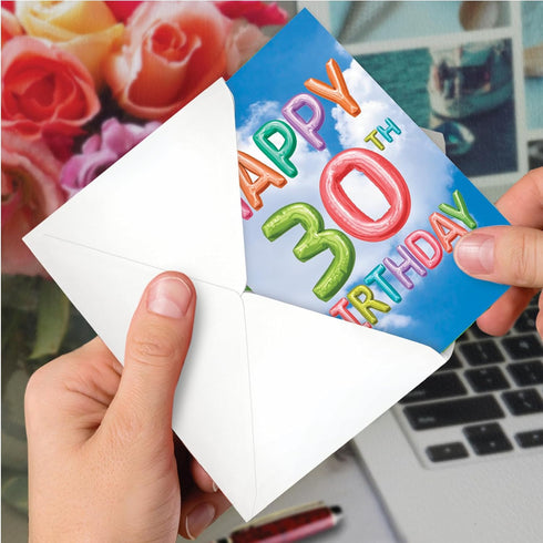 The Best Card Company 30th Birthday Greeting Card with Envelope - Milestone Congrats Notecard for 30 Year Old
