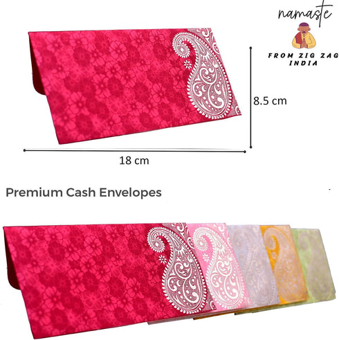 ZIG ZAG Elegant Money Gifting Envelopes Pack of 50 Cash Holder Designer Lifafa for Weddings, Multi Color